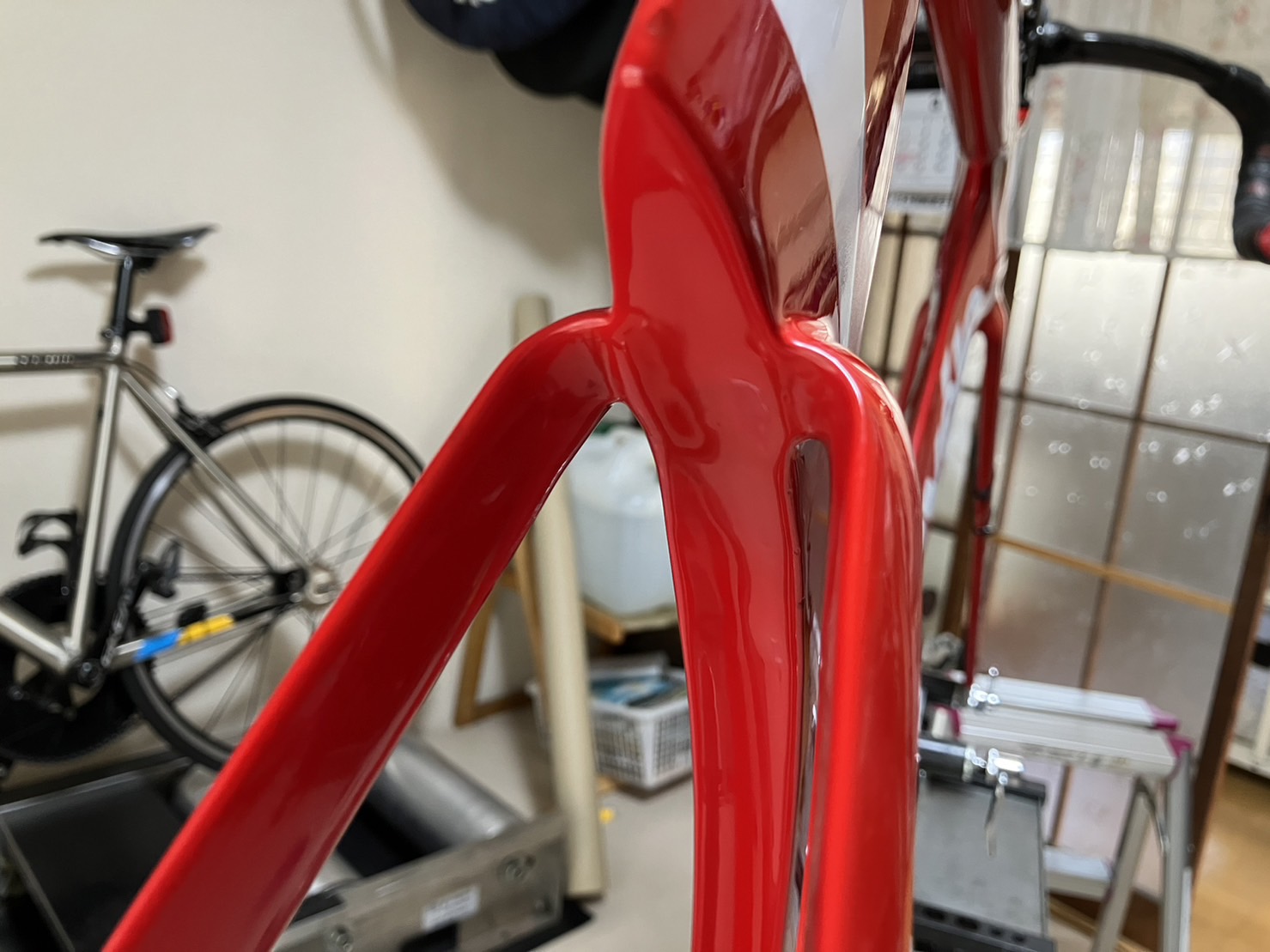 前回修理後のCerveloフレーム全体
